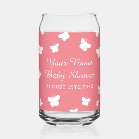 Gepersonaliseerde lente baby shower party blikbril blikvorm glas (Achterkant)