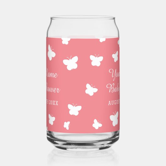 Gepersonaliseerde lente baby shower party blikbril blikvorm glas (Links)