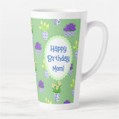 Gepersonaliseerde Lente Bloeit in Blauwe & Witte P Latte Mok (Rechts)