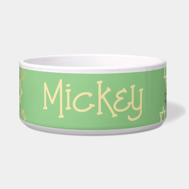 Gepersonaliseerde Lente Groene Sterren van David P Voerbakje (Voorkant)