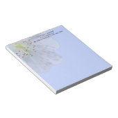 Gepersonaliseerde Lente Witte Bloem op Lichtblauw Notitieblok (Schuin)