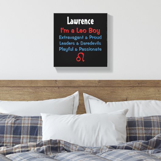 Gepersonaliseerde Leo Boy Zodiac Canvas Wrap (Insitu (Slaapkamer))