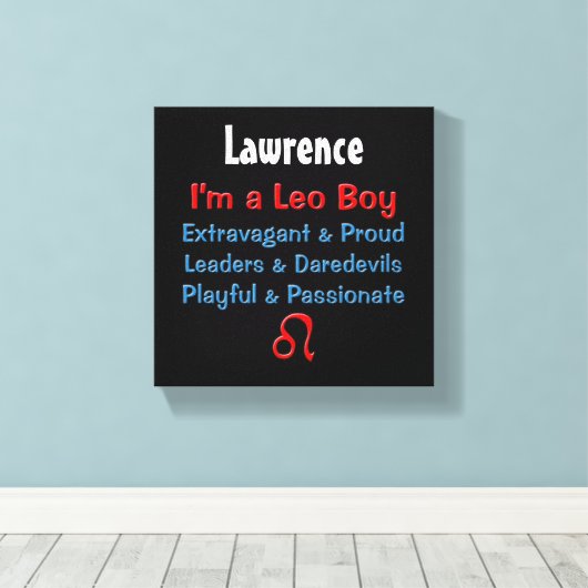 Gepersonaliseerde Leo Boy Zodiac Canvas Wrap (Insitu (Houten vloer))