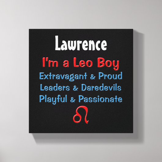 Gepersonaliseerde Leo Boy Zodiac Canvas Wrap Afdruk (Voorkant)