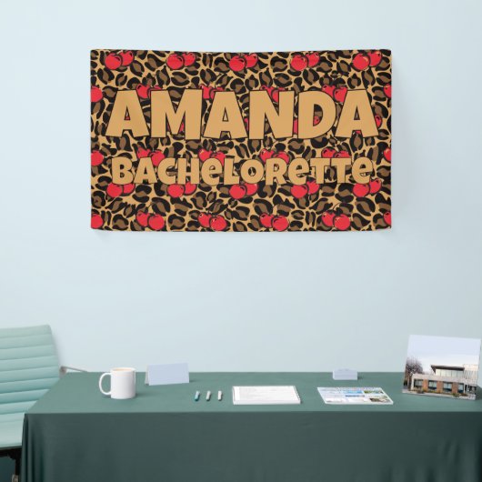 Gepersonaliseerde Leopard Cherries vrijgezellenfee Spandoek (Beurs)