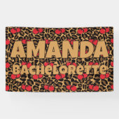 Gepersonaliseerde Leopard Cherries vrijgezellenfee Spandoek (Horizontaal)