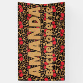 Gepersonaliseerde Leopard Cherries vrijgezellenfee Spandoek (Verticaal)