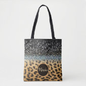 Gepersonaliseerde Leopard Fur Glamour Glitter Agaa Tote Bag (Voorkant)