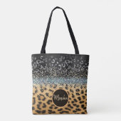 Gepersonaliseerde Leopard Fur Glamour Glitter Agaa Tote Bag (Achterkant)