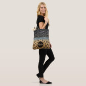 Gepersonaliseerde Leopard Fur Glamour Glitter Agaa Tote Bag (Op model)