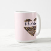 Gepersonaliseerde Leopard Heart Pink Tall Coffee M Koffiemok (Voorkant rechts)