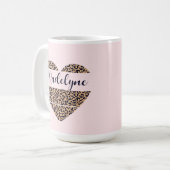 Gepersonaliseerde Leopard Heart Pink Tall Coffee M Koffiemok (Voorkant links)
