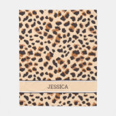 Gepersonaliseerde Leopard Patroon Bruin Wild Cat S Fleece Deken (Voorkant)