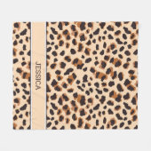 Gepersonaliseerde Leopard Patroon Bruin Wild Cat S Fleece Deken (Voorkant (Horizontaal))