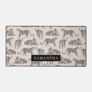 Gepersonaliseerde Leopard Print Aangepaste naam Bureaumat
