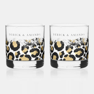 Gepersonaliseerde Leopard Print Bar Bril Whisky Glas