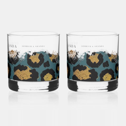 Gepersonaliseerde Leopard Print Bar Bril Whisky Glas (Achterkant)