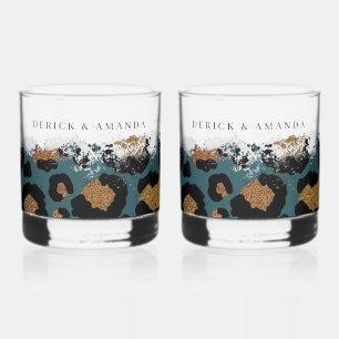 Gepersonaliseerde Leopard Print Bar Bril Whisky Glas