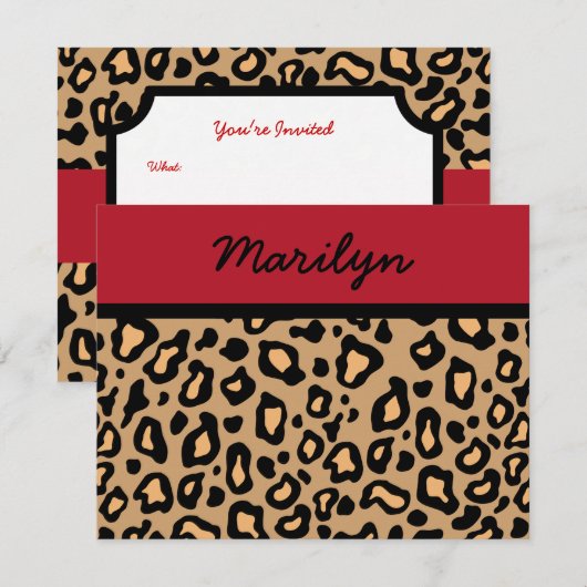 Gepersonaliseerde Leopard Print uitnodigingen (Voorkant / Achterkant)