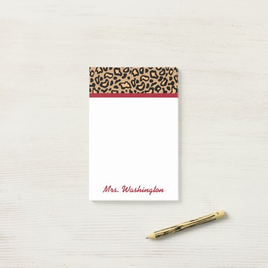 Gepersonaliseerde Leopard Teacher's Post Het Notee Post-it® Notes (Op bureau)