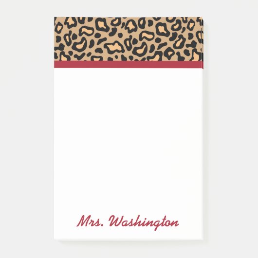 Gepersonaliseerde Leopard Teacher's Post Het Notee Post-it® Notes (Voorkant)