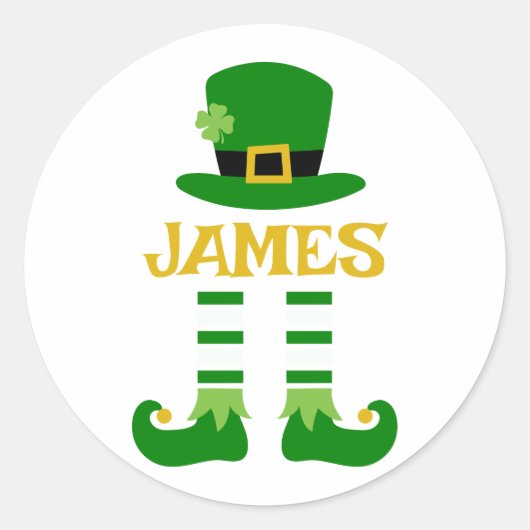 Gepersonaliseerde Leprechaun St. Patrick's Day Jam Ronde Sticker (Voorkant)