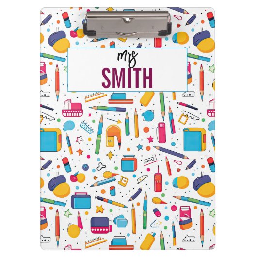 Gepersonaliseerde leraar – Aangepaste naam Terug n Klembord (Voorkant)