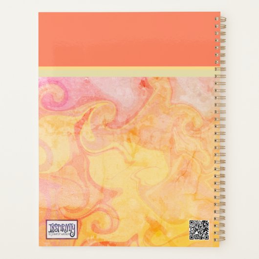Gepersonaliseerde leraar Abstract geel roze modern Planner (Achterkant)