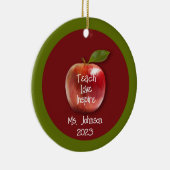 Gepersonaliseerde leraar Apple "Teach Love Inspire Keramisch Ornament (Rechts)