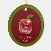 Gepersonaliseerde leraar Apple "Teach Love Inspire Keramisch Ornament (Links)