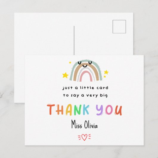 Gepersonaliseerde leraar bedankkaart - Kleine Kaar Briefkaart (Voorkant / Achterkant)