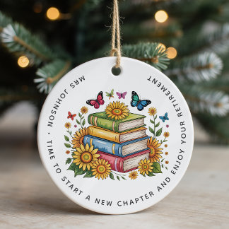 Gepersonaliseerde leraar bibliothecaris pensioen keramisch ornament