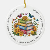 Gepersonaliseerde leraar bibliothecaris pensioen keramisch ornament (Voorkant)