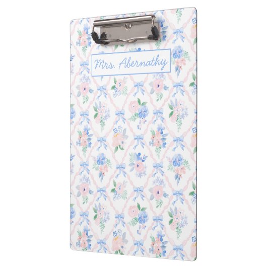 Gepersonaliseerde leraar bloemenlint bogen klembord (Links)