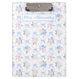 Gepersonaliseerde leraar bloemenlint bogen klembord