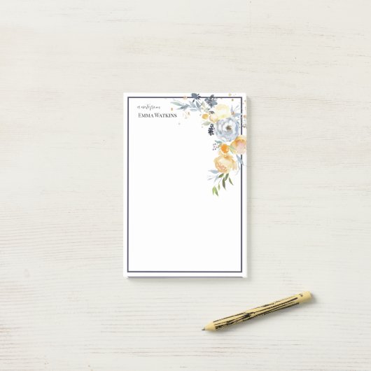 Gepersonaliseerde leraar Borded Waterverf Roos Post-it® Notes (Op bureau)