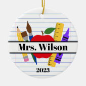 Gepersonaliseerde leraar cadeau Apple liniaal potl Keramisch Ornament (Voorkant)