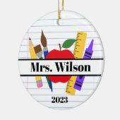 Gepersonaliseerde leraar cadeau Apple liniaal potl Keramisch Ornament (Links)