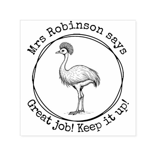 Gepersonaliseerde leraar Cassowary Great Work Clas Zelfinktende Stempel (Design)