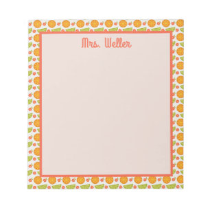 Gepersonaliseerde leraar Citrus Fruit Border Schoo Notitieblok