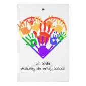 Gepersonaliseerde leraar Crayon Rainbow Handprint Mini Klembord (Achterkant)