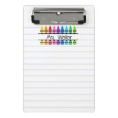 Gepersonaliseerde leraar Crayon Rainbow Handprint Mini Klembord (Voorkant)