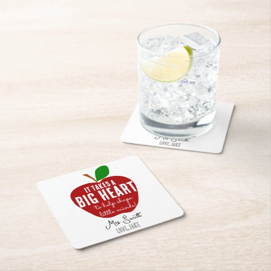 Gepersonaliseerde leraar Dank u Apple groot hart Kartonnen Onderzetters (Insitu)