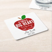 Gepersonaliseerde leraar Dank u Apple groot hart Kartonnen Onderzetters (Schuin)