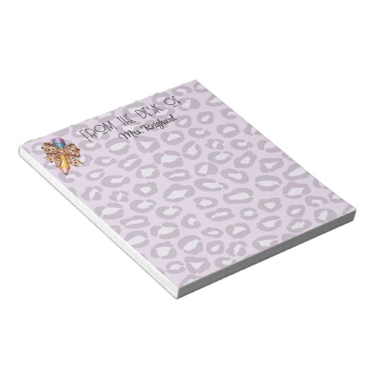 Gepersonaliseerde leraar dier print coquette potlo notitieblok (Schuin)