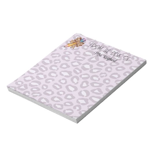 Gepersonaliseerde leraar dier print coquette potlo notitieblok (Linkerzijde)