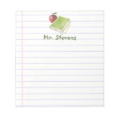 Gepersonaliseerde leraar en appel boek terug naar  notitieblok (Voorkant)