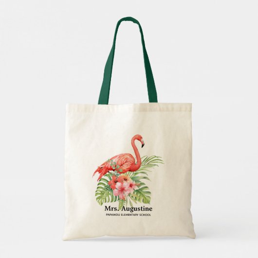 Gepersonaliseerde leraar Flamingo School Tote Bag (Achterkant)