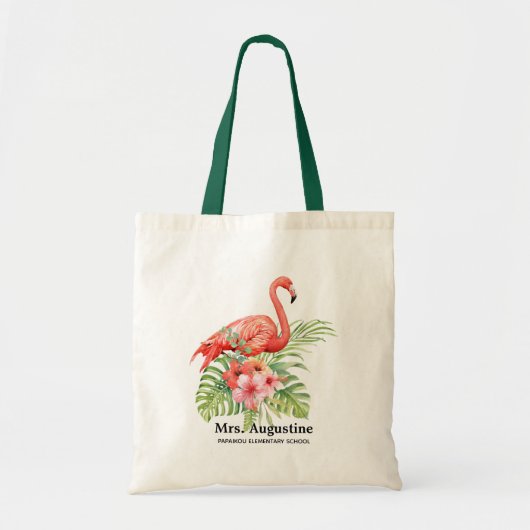 Gepersonaliseerde leraar Flamingo School Tote Bag (Voorkant)