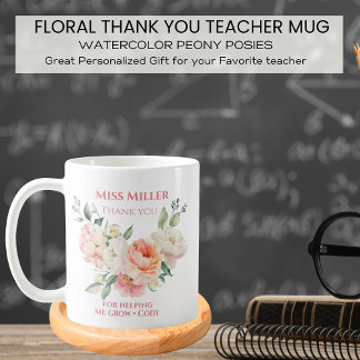 Gepersonaliseerde leraar Floral Bedankt Koffiemok